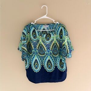 Buckhead Betties Blue & Green Paisley Top
